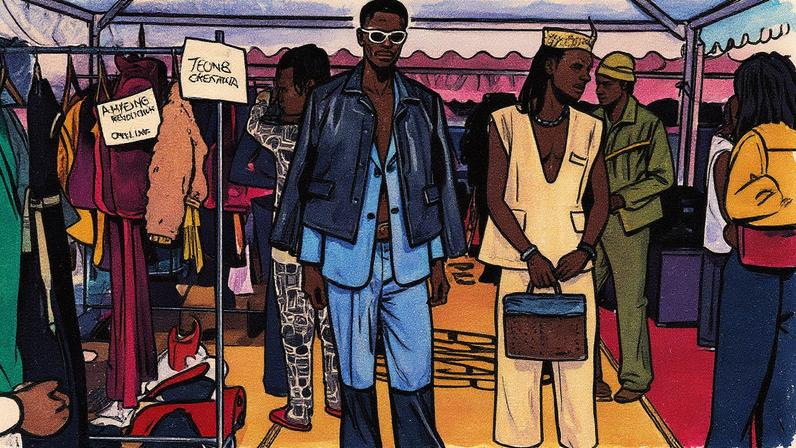 Modelos nos bastidores de um dos desfiles da semana de moda de Dakar, em dezembro de 2024. (Foto: JOHN WESSELS (AFP/Getty Images))