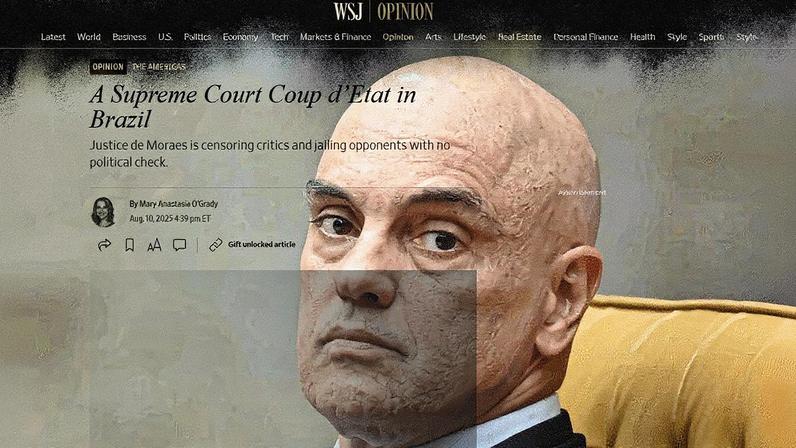 Wall Street Journal critica Moraes por suposto golpe de Estado e politização do STF