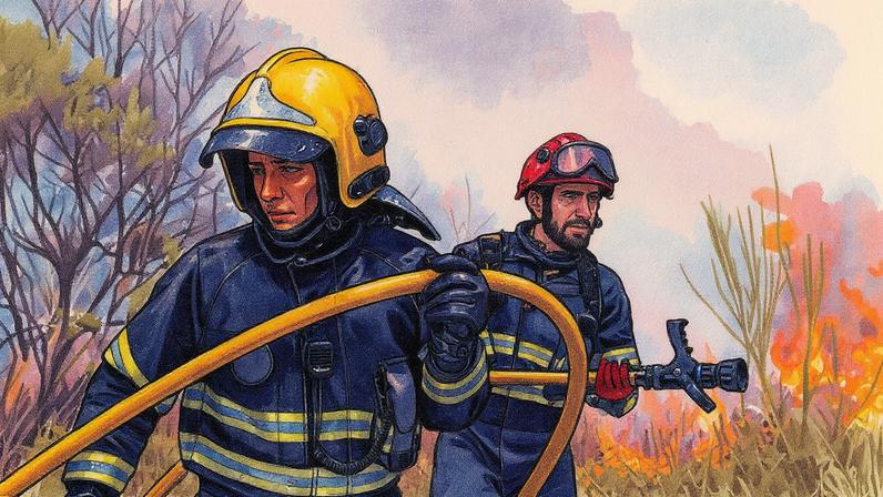 Combatentes de incêndios em Ourense enfrentam dificuldades e resistem firme