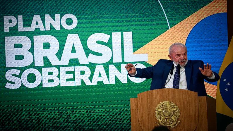 O presidente Lula em evento de anúncio de MP contra tarifaço de Trump (Foto: Cristiano Mariz/Agência O Globo)