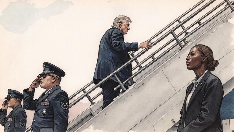 Presidente Donald Trump embarca no Air Force One no Aeroporto Internacional Lehigh Valley, Pensilvânia (Foto: Haiyun Jiang/The New York Times)