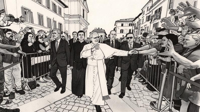 Papa Leão XIV caminha e se encontra com os fiéis no final da missa em Castel Gandolfo (Foto: AFP Photo / Vatican Media / Simone Risoluti)