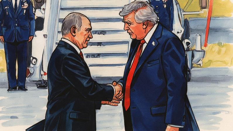 Trump e Putin reforçam tendências imperialistas em encontro recente Presidentes da Rússia, Vladimir Putin (esq.), e dos Estados Unidos, Donald Trump (dir.), cumprimentando-se na cúpula do Alasca, nesta sexta-feira, 15. Guerra na Ucrânia foi tema de encontro entre os dois líderes (Foto: ANDREW CABALLERO-REYNOLDS)